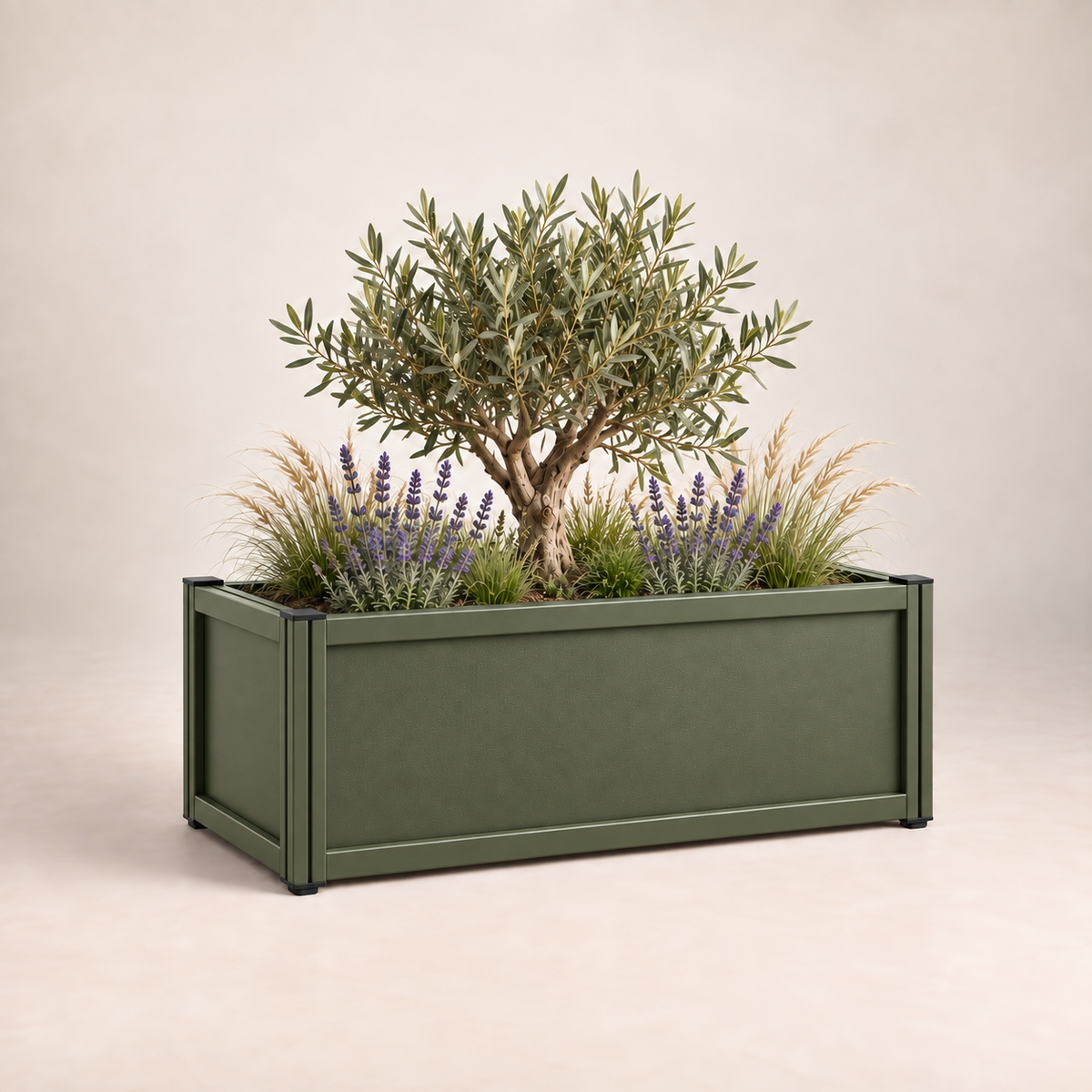 🌿 Jardinière Aluminium Horizontale – Finition Vert Olive RAL 6003 – URBANEA