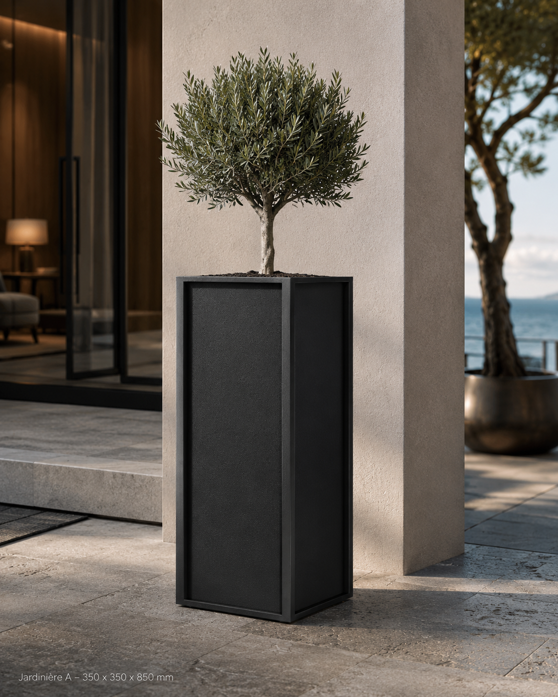 ⬛ Jardinière Aluminium – Finition Noir Texturé RAL 9005 – URBANEA