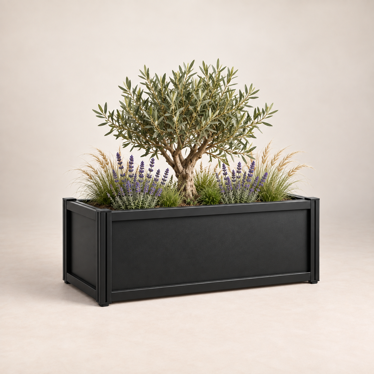 ⬛ Jardinière Aluminium Horizontale – Finition Noir Texturé RAL 9005 – URBANEA