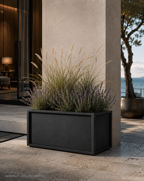 ⬛ Jardinière Aluminium – Finition Noir Texturé RAL 9005 – URBANEA
