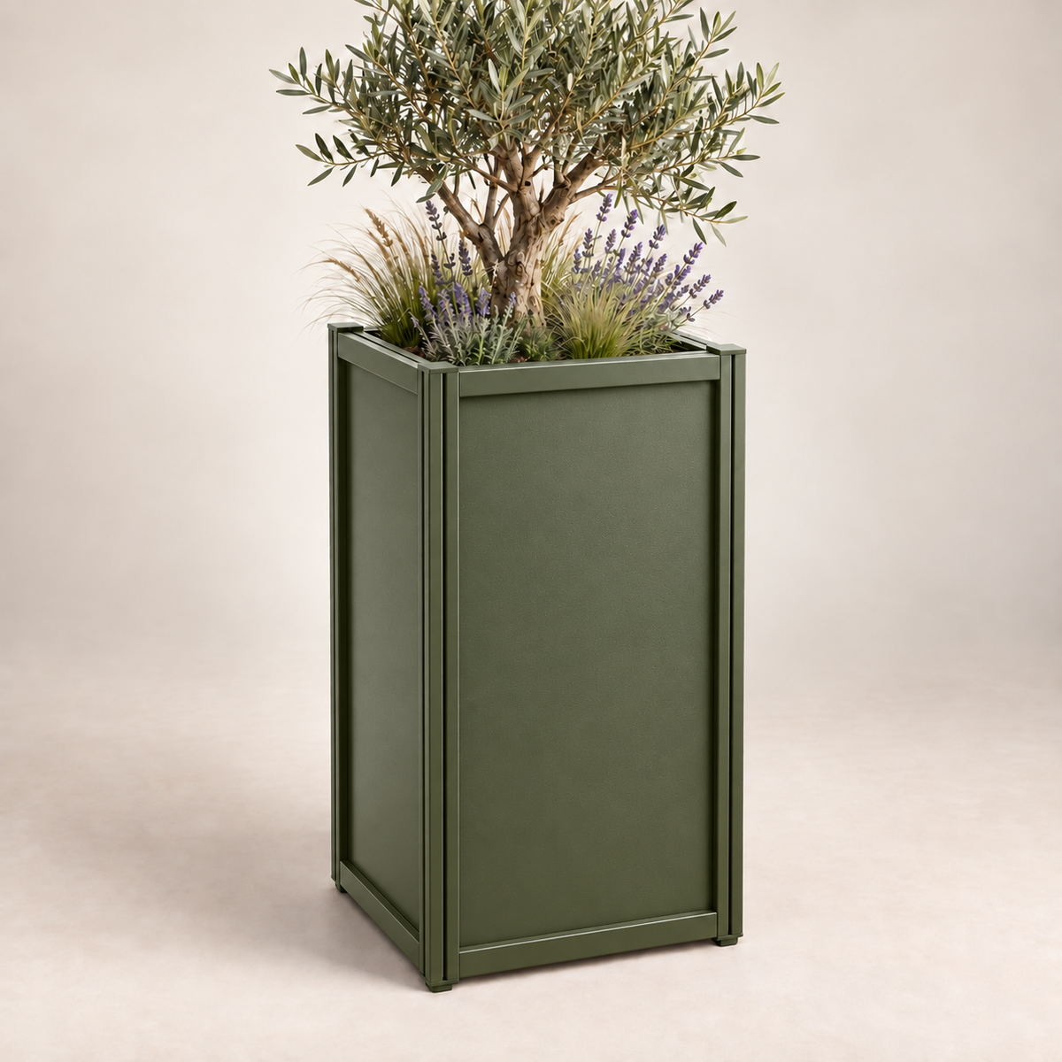 🌿 Jardinière Aluminium – Finition Vert Olive RAL 6003 – URBANEA
